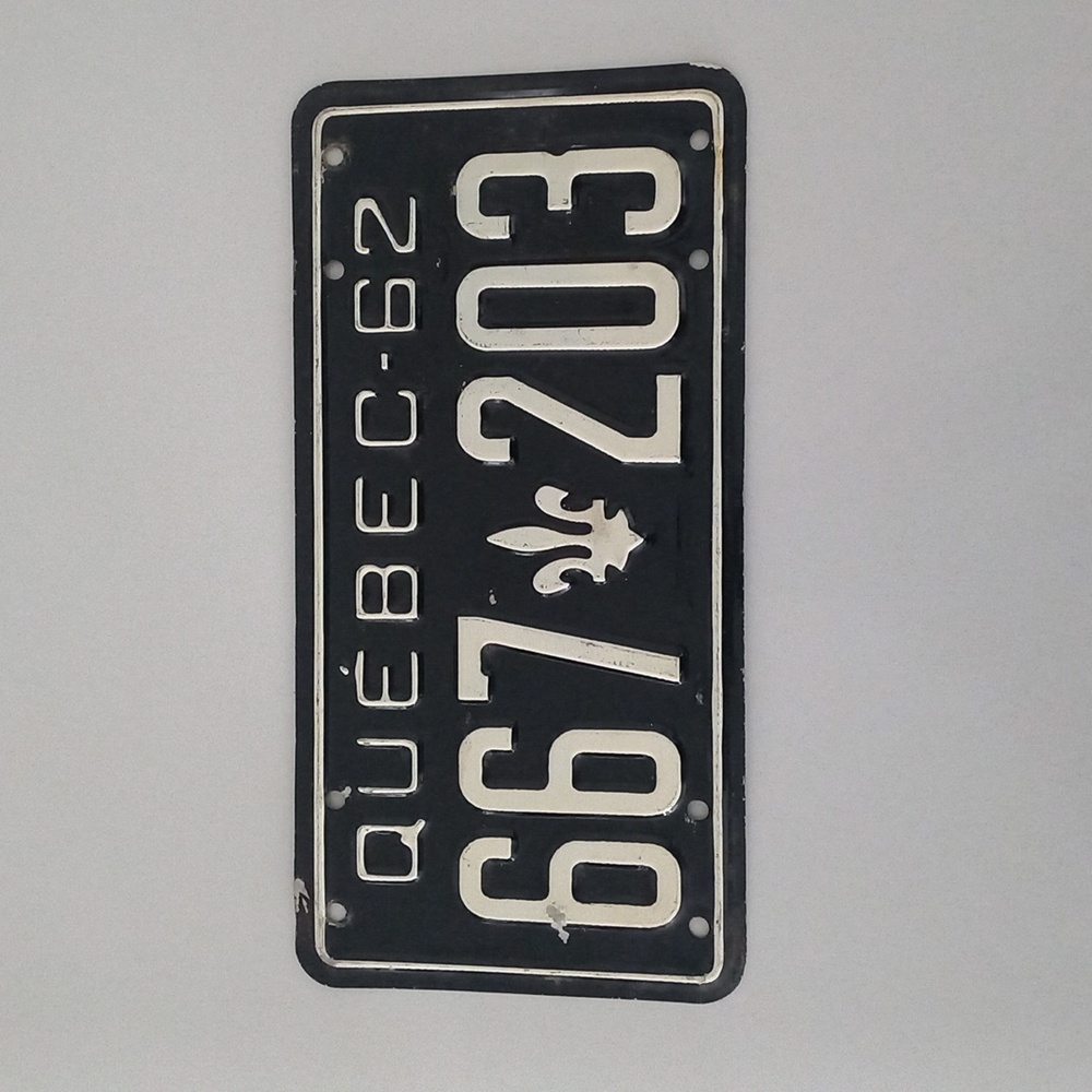 Original 1962 Québec Licence Plate Alluminum Not A Replica